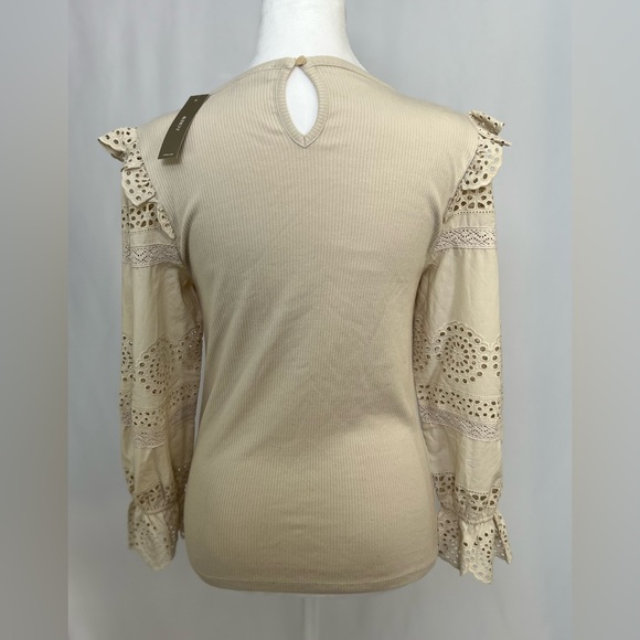 NWT / Ruffle-trim eyelet top in vintage rib / B001 - Picture 5 of 6